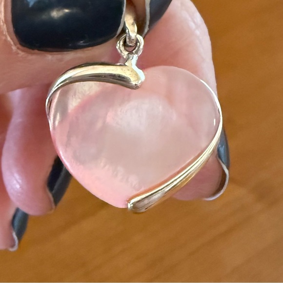 Jewelry - CI 925 Sterling Silver Pink Abalone Heart Pendant Shimmers In Sun